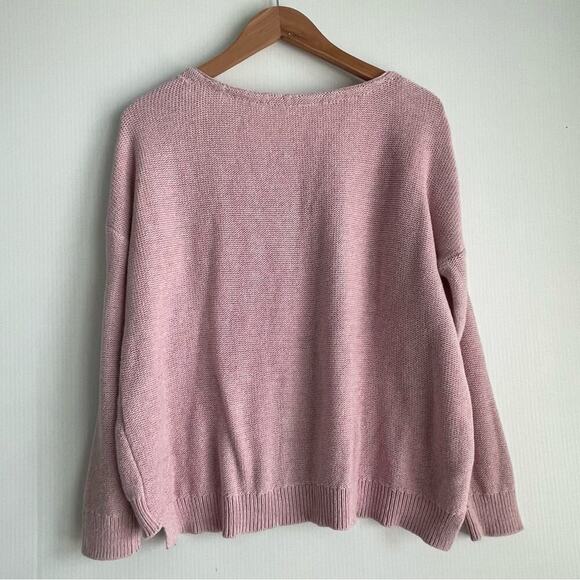 Anthropologie MOTH pink scoop neck pullover cardigan sweater 100% cotton size XS - Picture 3 of 9